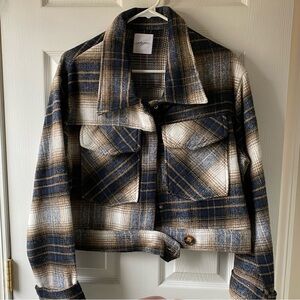 NEW CJLA Cropped Plaid Flannel Jacket